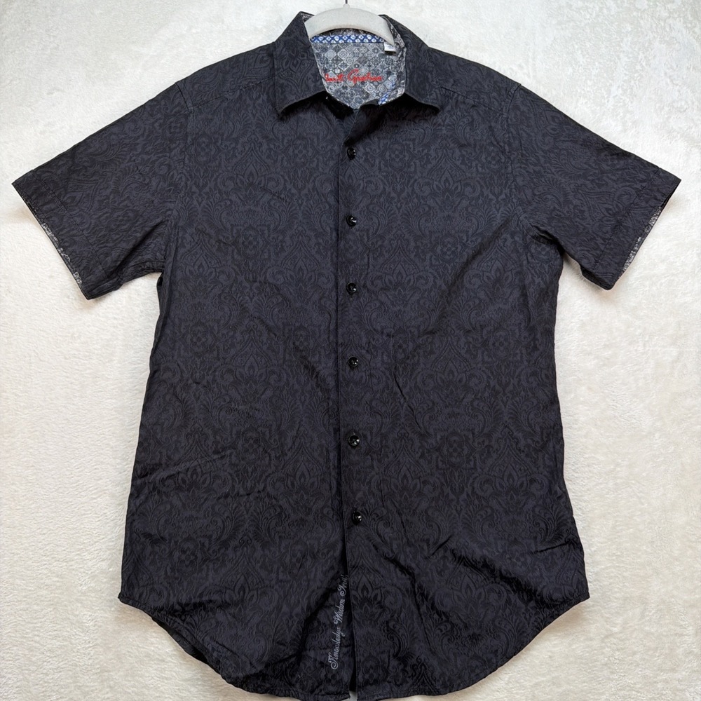 Robert Graham Short Sleeve‎ Button Front Shirt Men's XS Paisley Jacquard